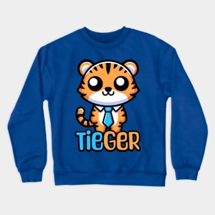 Tieger! Cute Tie Wearing Tiger Pun Crewneck Sweatshirt